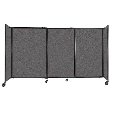 Versare StraightWall Sliding Portable Partition 7'2" x 4' Charcoal Gray Fabric 1448307